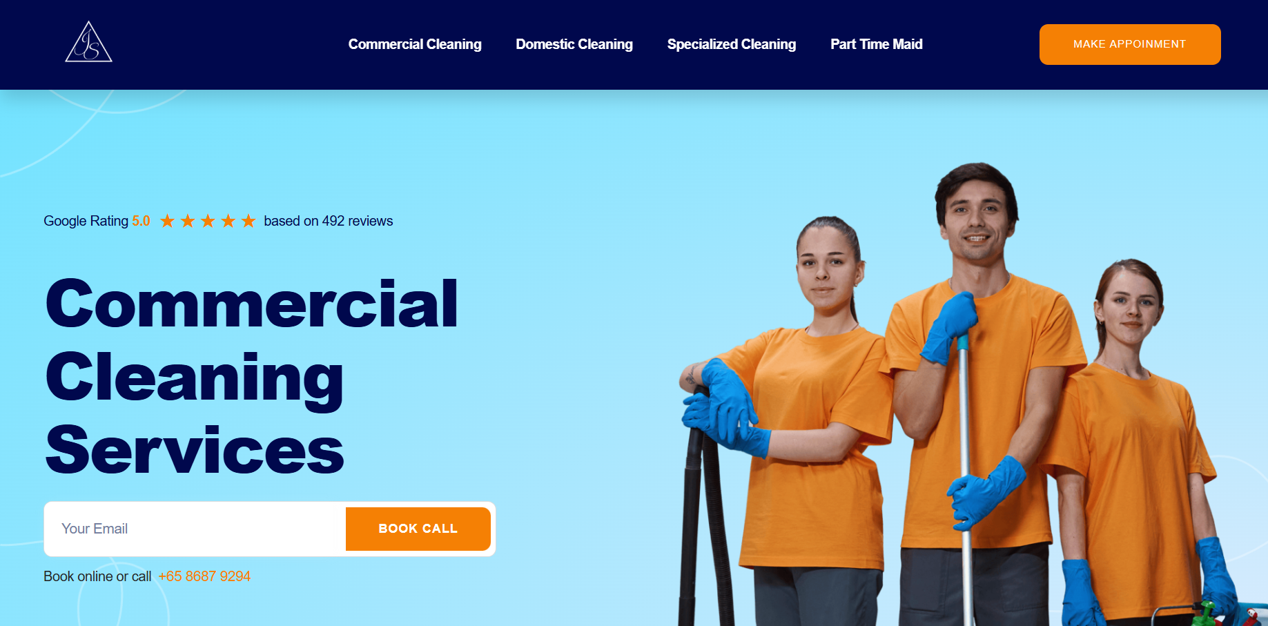 Service Based Website Design Example. Commercial Cleaning Website