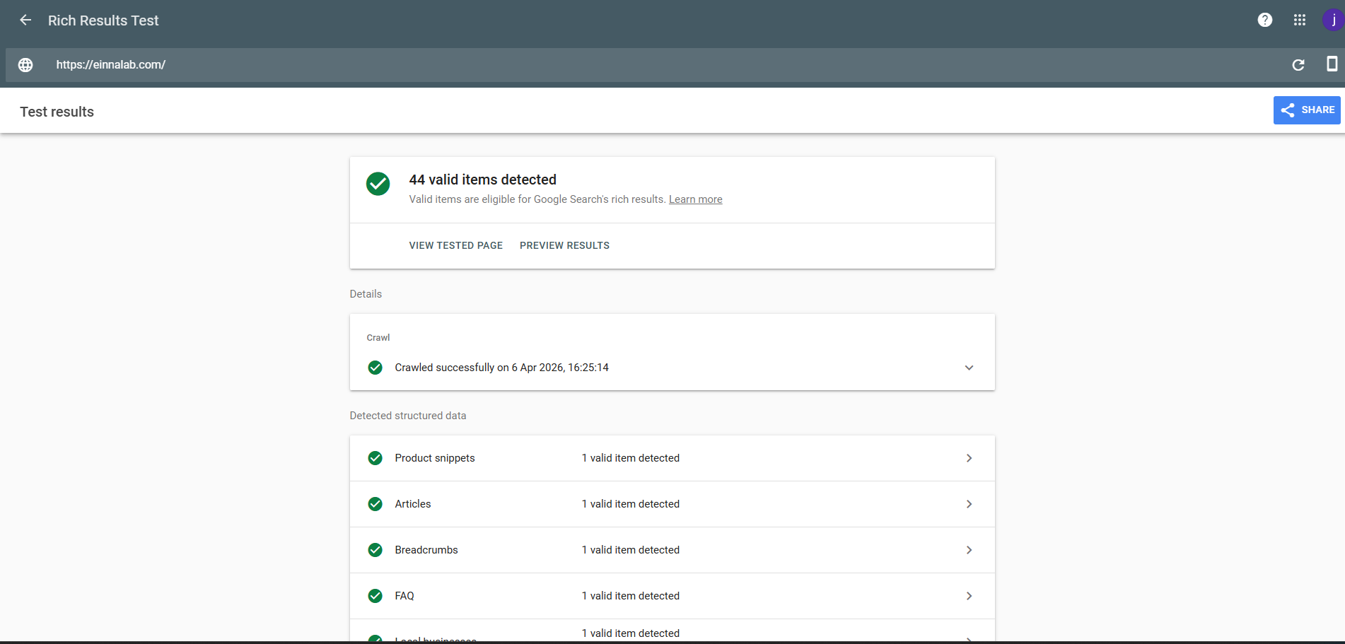 Schema Markup Report Preview