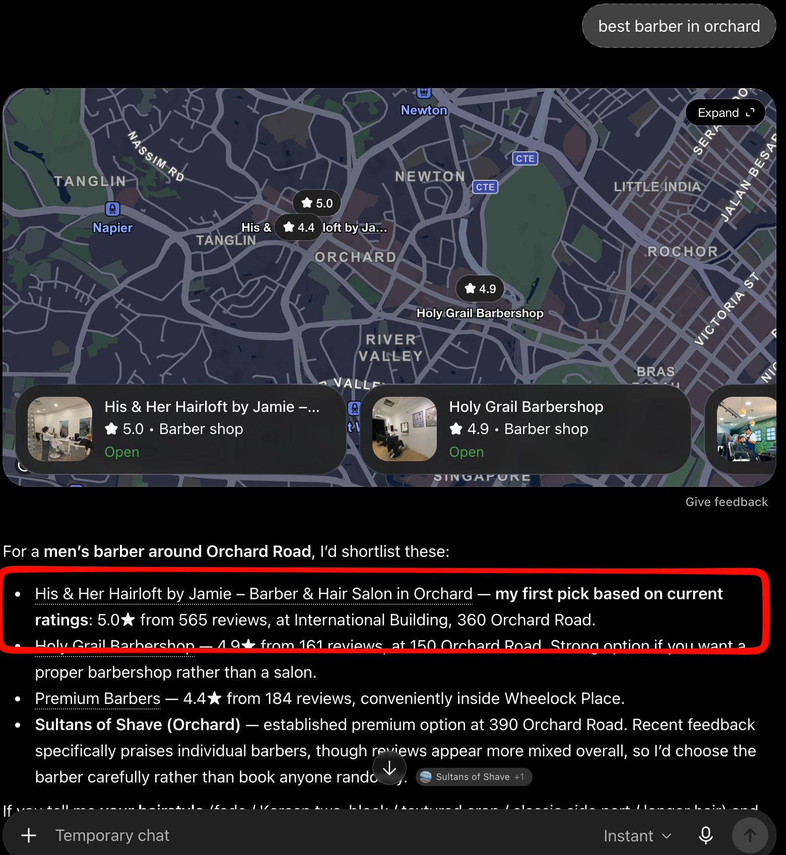 His & Her Hairloft by Jamie: ChatGPT. Original client case-study screenshot.