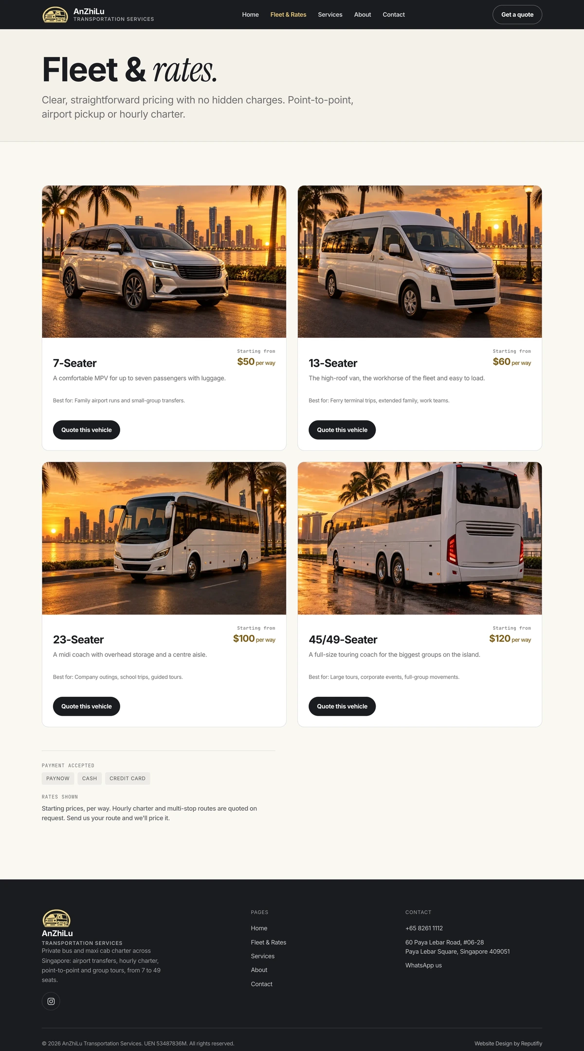AZL Services — Four sizes, clearly compared