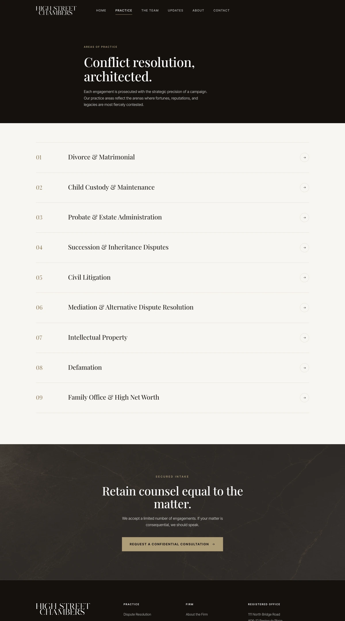 High Street Chambers — Practice areas, clearly organised