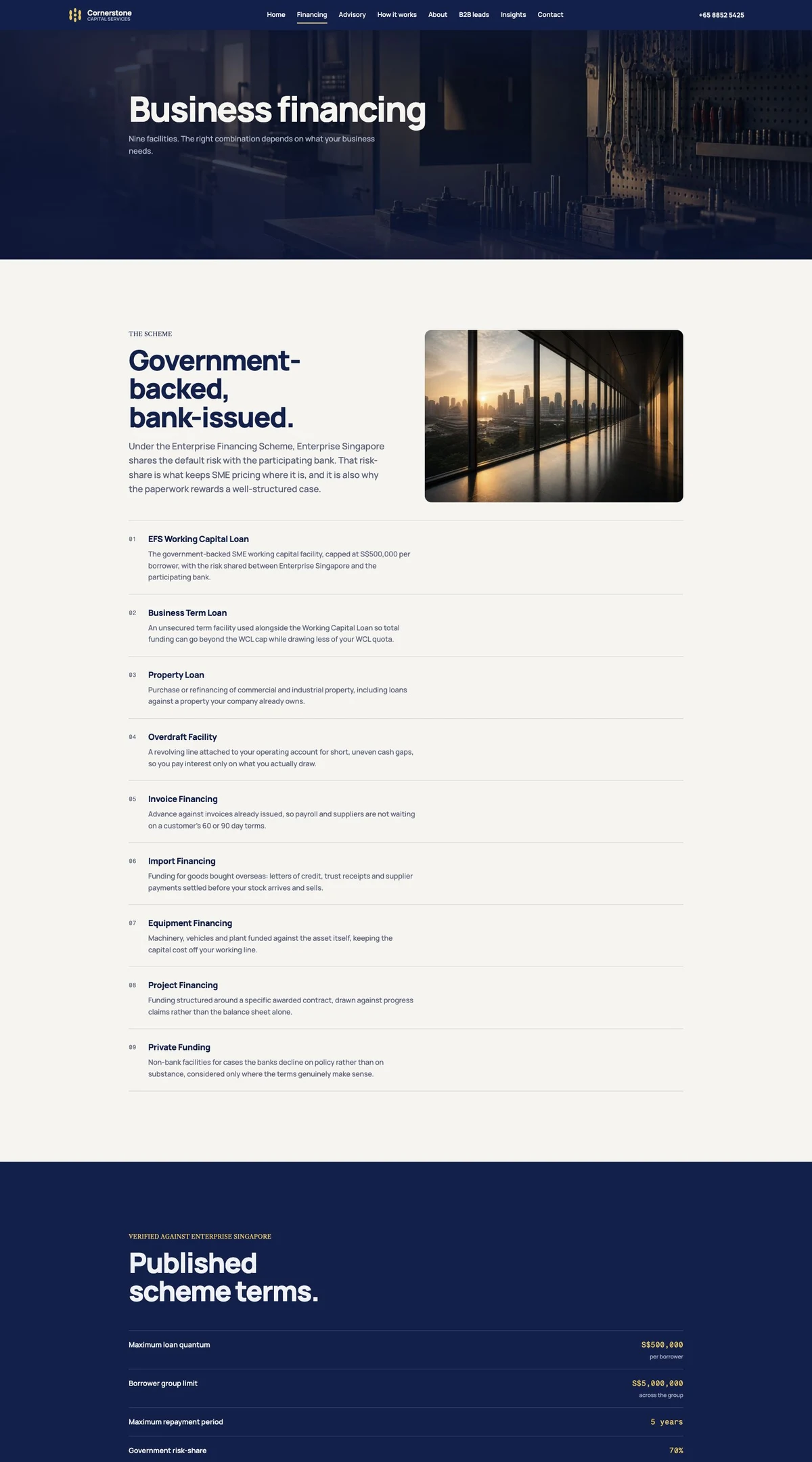 Cornerstone Capital Services — Nine facilities, clearly organised