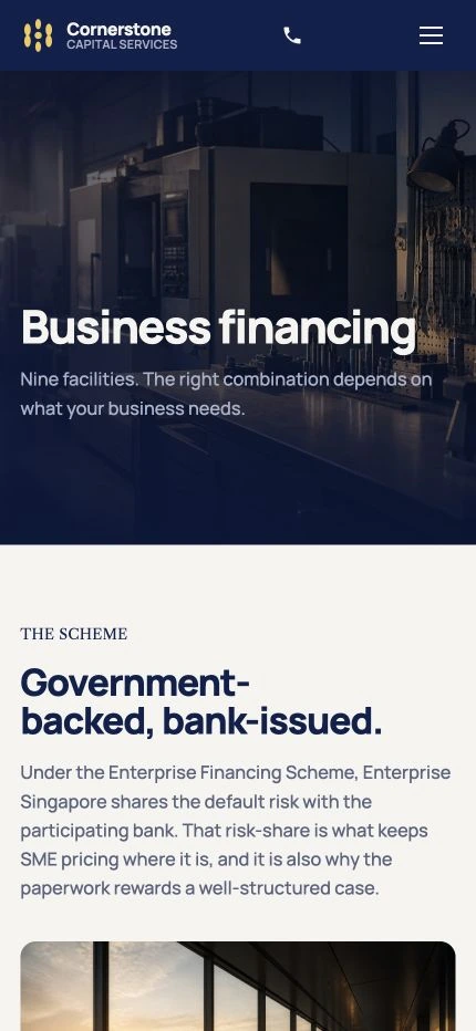 Nine facilities, clearly organised on mobile